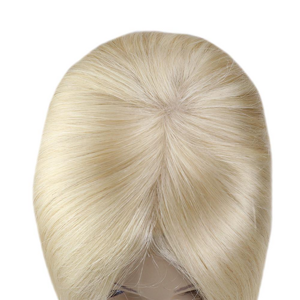 Platinum Blonde Crown Piece Hair Extensions Remy Hair Topper #60 13cm*13cm