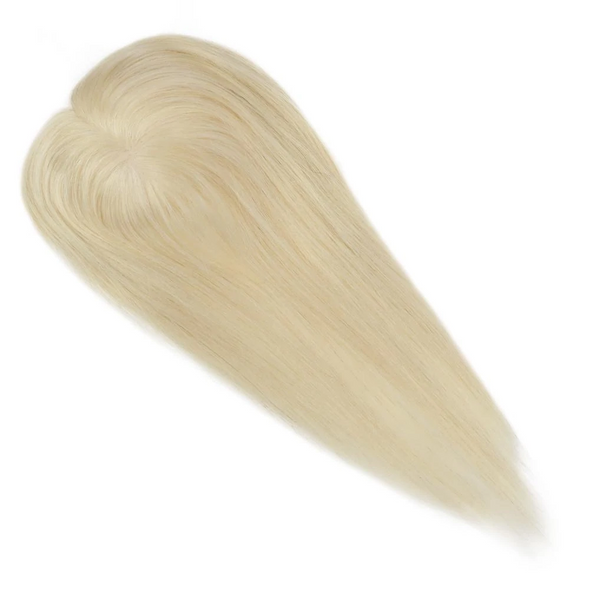 Platinum Blonde Crown Piece Hair Extensions Remy Hair Topper #60 13cm*13cm