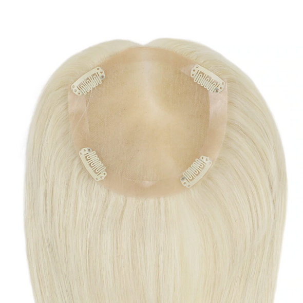 Ice Blonde Human Hair Extensions Hair Topper 13cm*13cm #1000