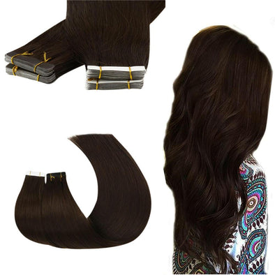 quality virgin tape in hair extensions brown color