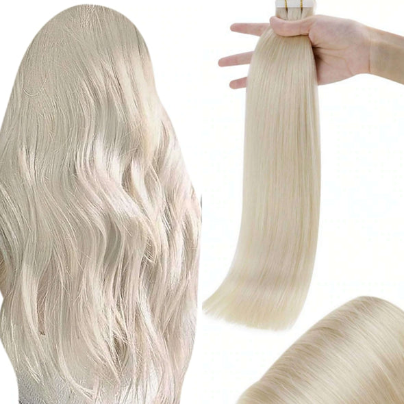 Tape in Hair extensions Ice Blonde Remy Human Hair #1000| Runature
