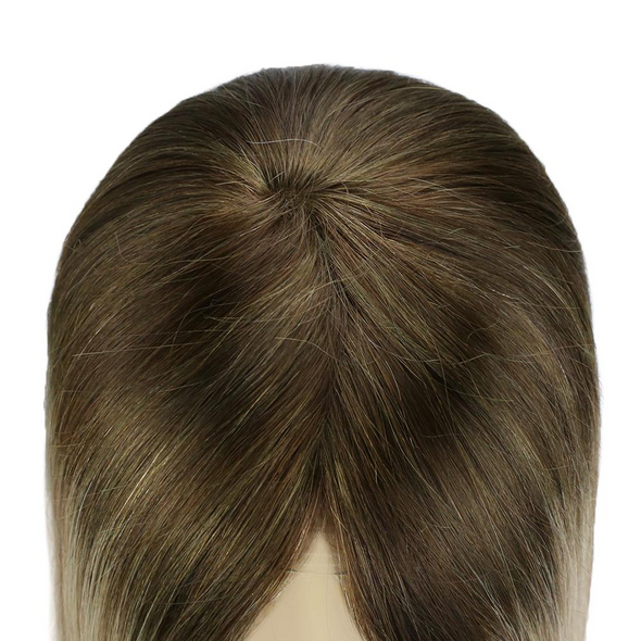 Topper Hidden Crown Hair Topper Balayage Brown Blonde #3/8/22 13cm*13cm
