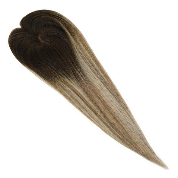 Topper Hidden Crown Hair Topper Balayage Brown Blonde #3/8/22 13cm*13cm