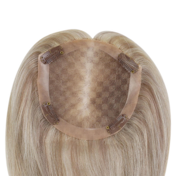 Topper Lace Base Hair Hidden Crown Highlight Color Blonde  13cm*13cm #18P613