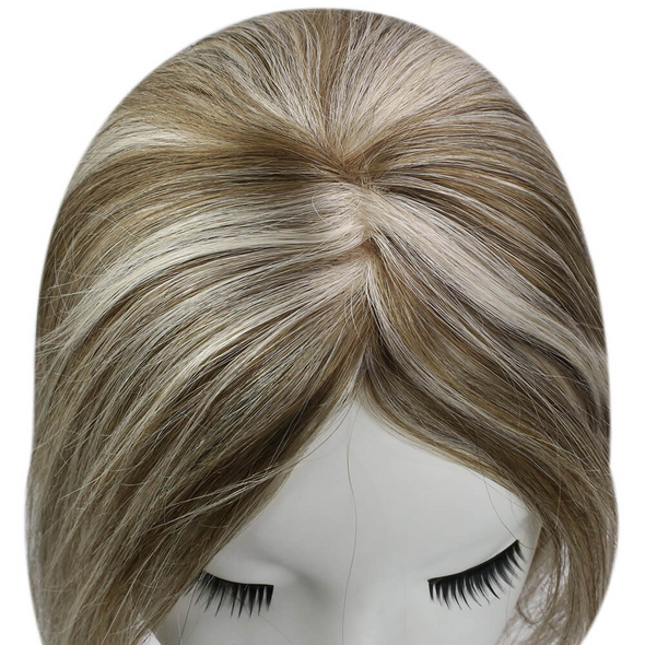 Topper Lace Base Hair Hidden Crown Highlight Color Brown with Blonde 13cm*13cm #8P60