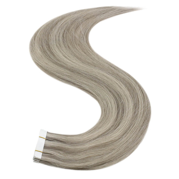 virgin hair extensions tape ins brown with blonde