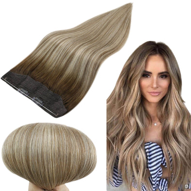 Halo Weft Hair Extensions Balayage Color