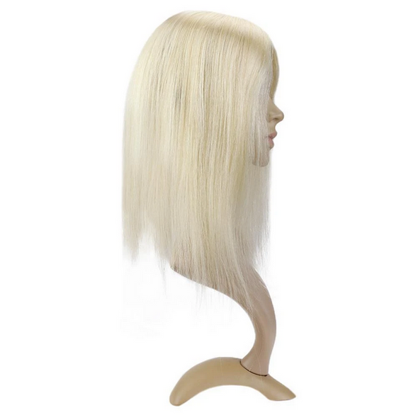 Platinum Blonde Crown Piece Hair Extensions Remy Hair Topper #60 13cm*13cm