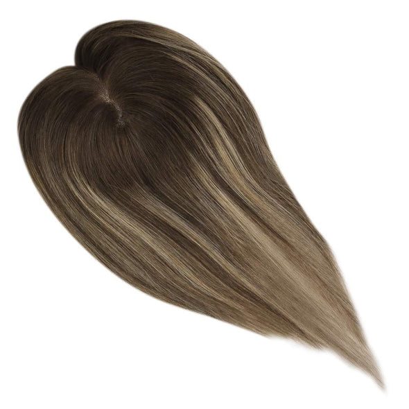 Base Hidden Crown Hair Toppers Brown Blonde Hair 3*5 Inch #4/27/4