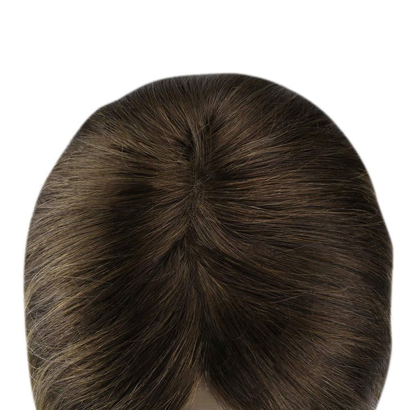 Base Hidden Crown Hair Toppers Brown Blonde Hair 3*5 Inch #4/27/4