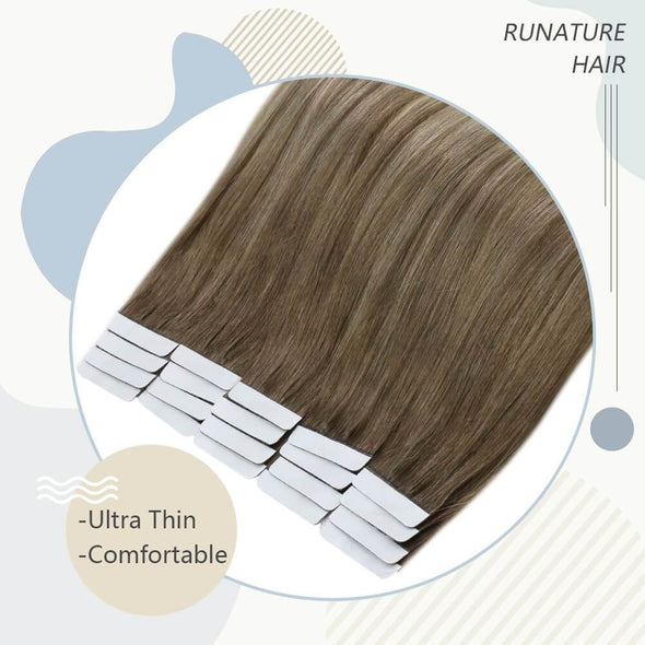 hair tape in extensions light brown