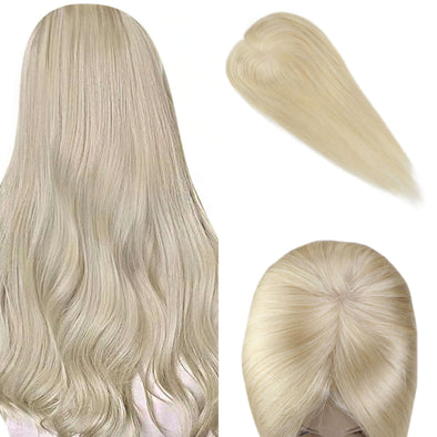 Topper Platinum Blonde Pure Color Real Human Hair 12x6cm Base #60
