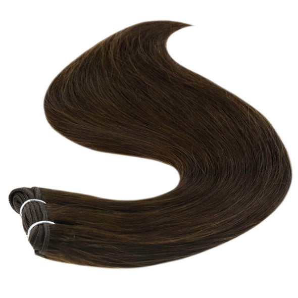 Chocolate Brown Straight Human Hair Weft Extensions
