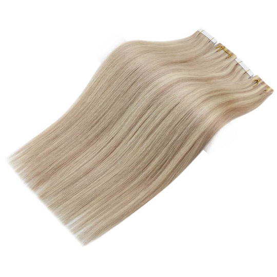 Full Cuticle Virgin Tape Highlighted Invisible Hair Extensions #18P613| Runature