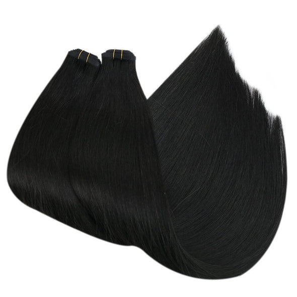RUNATURE Double Weft Hair Bundles Color 1B Off Black