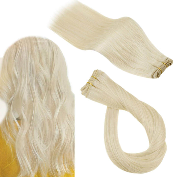 Hair Bundles Platinum Blonde Human Hair Remy Extensions #60