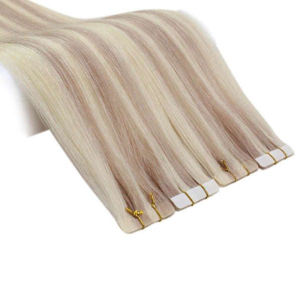 Highlighted Hair Extensions Pu Tape Virgin Injection Color #P18/613