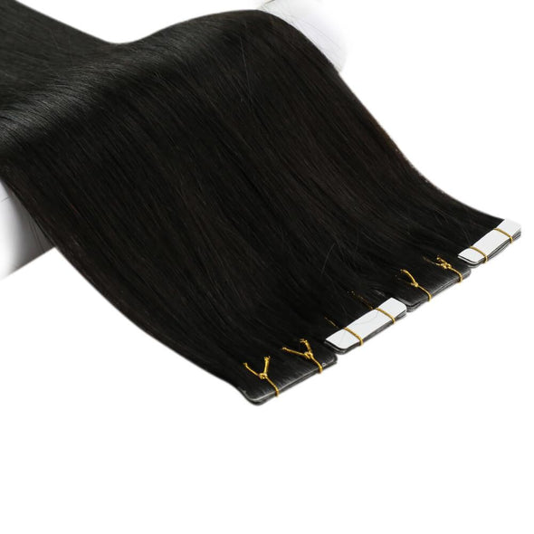 Invisible PU Tape Hair extensions Skin Weft Virgin Hair Off Black #1B