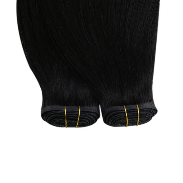 Virgin Human Hair Weave Bundles Flat Silk Weft