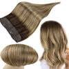 One Piece Hair Halo Weft Invisible Dark Brown with Strawberry Blonde #4/27/4