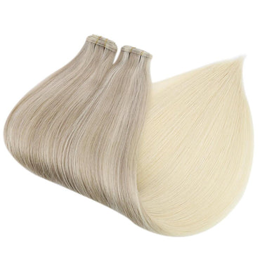 Full Cuticle Flat Silk Weft Hair Bundle Extensions Balayage Color #Nordic