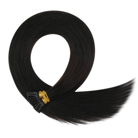 Off Black #1B Virgin Stick Tip Hair Extensions