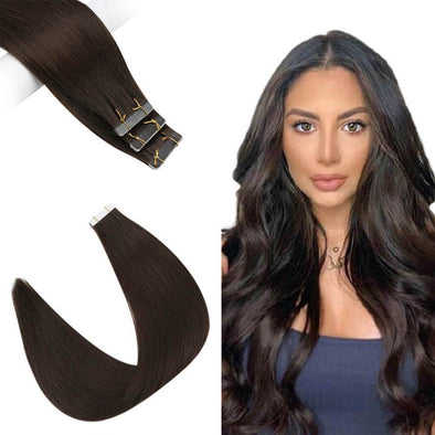 Dark Brown Virgin Tape in Hair Extensions