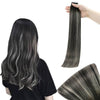 Black Balayage Silver Tape ins Hair Extensions Straigh