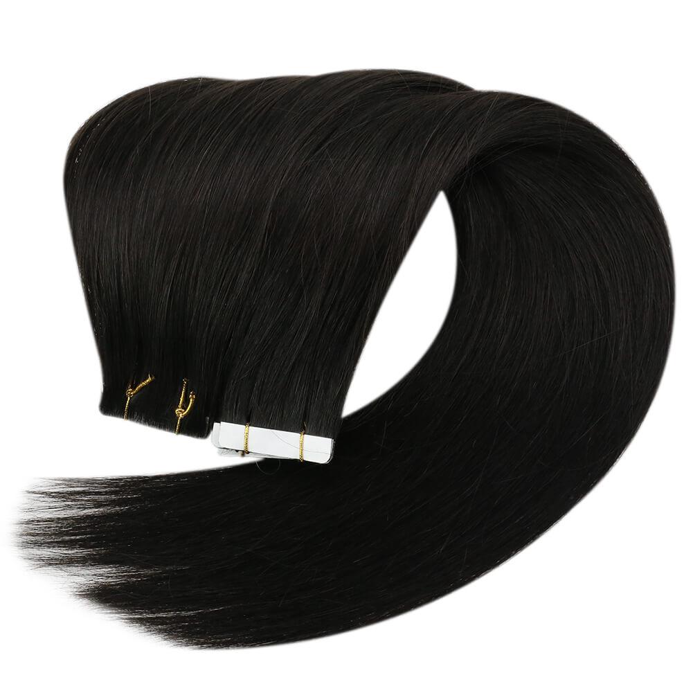 Invisible Seamless Tape in Virgin Human Hair Extensions Off Black