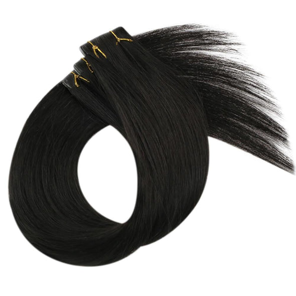 Off Black Full Cuticle Seamless Injected Tape in Hair Extensions #1B