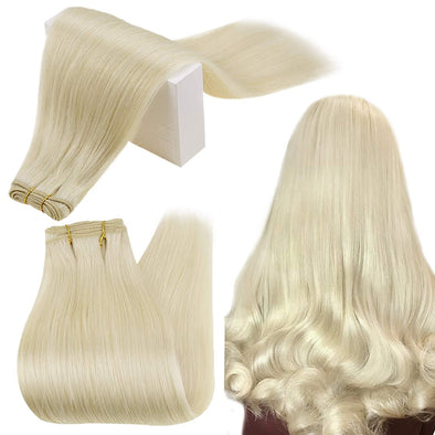Virgin Hair Bundles Sew in Extensions Straight Platinum Blonde #60