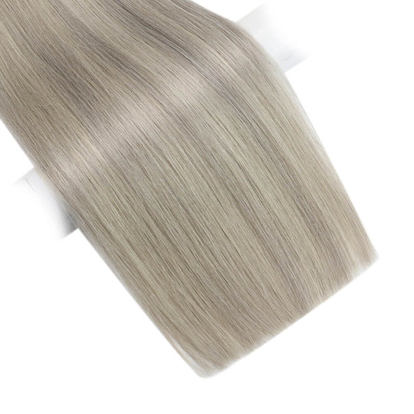 Grey Blonde With Platinum Blonde Long Virgin Human Hair Sew in Weft