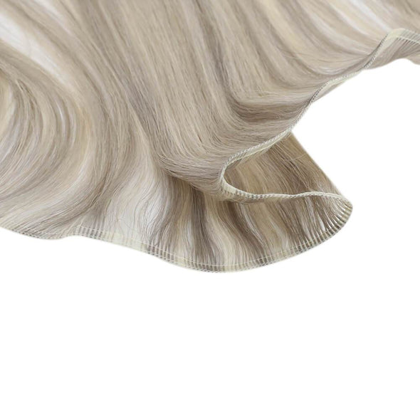 Virgin Human Hair Weave Bundles Flat Silk Weft
