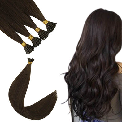 RUNATURE I Tip Virgin Hair Extensions Chocolate Brown #4