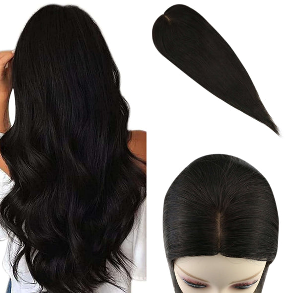 12*6 cm Base Lace Hair Topper Extensions Crown Off Black #1B