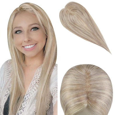 Topper Lace Base Hair Hidden Crown Highlight Color Blonde  13cm*13cm #18P613
