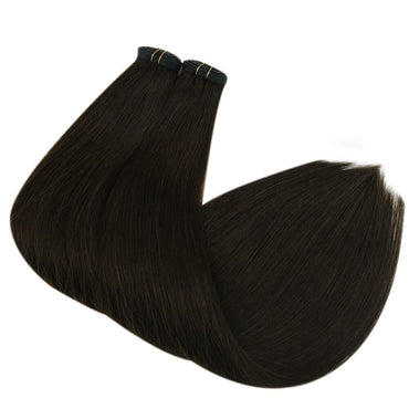 Flat Silk Weft Virgin Human Hair Full Cuticle Bundles Darkest Brown #2