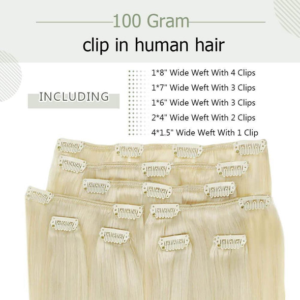 100% real hair extensions clip in human hair