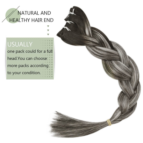 clip in gray hair extensions