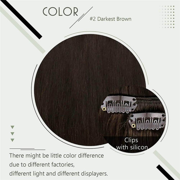 real hair extensions clip in human hair darkest brown