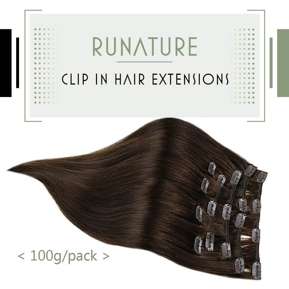 human hair clip in extensions darkest brown