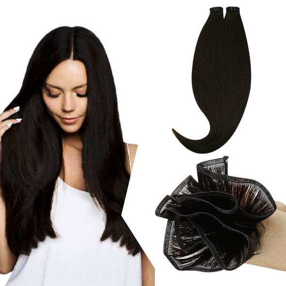 flat weft hair extensions darkest brown