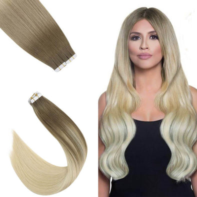 Full Cuticle Virgin Tape in Hair Extensions Virgin Hair Blonde #8/60| Runature