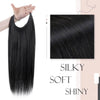 human hair halo extensions off black