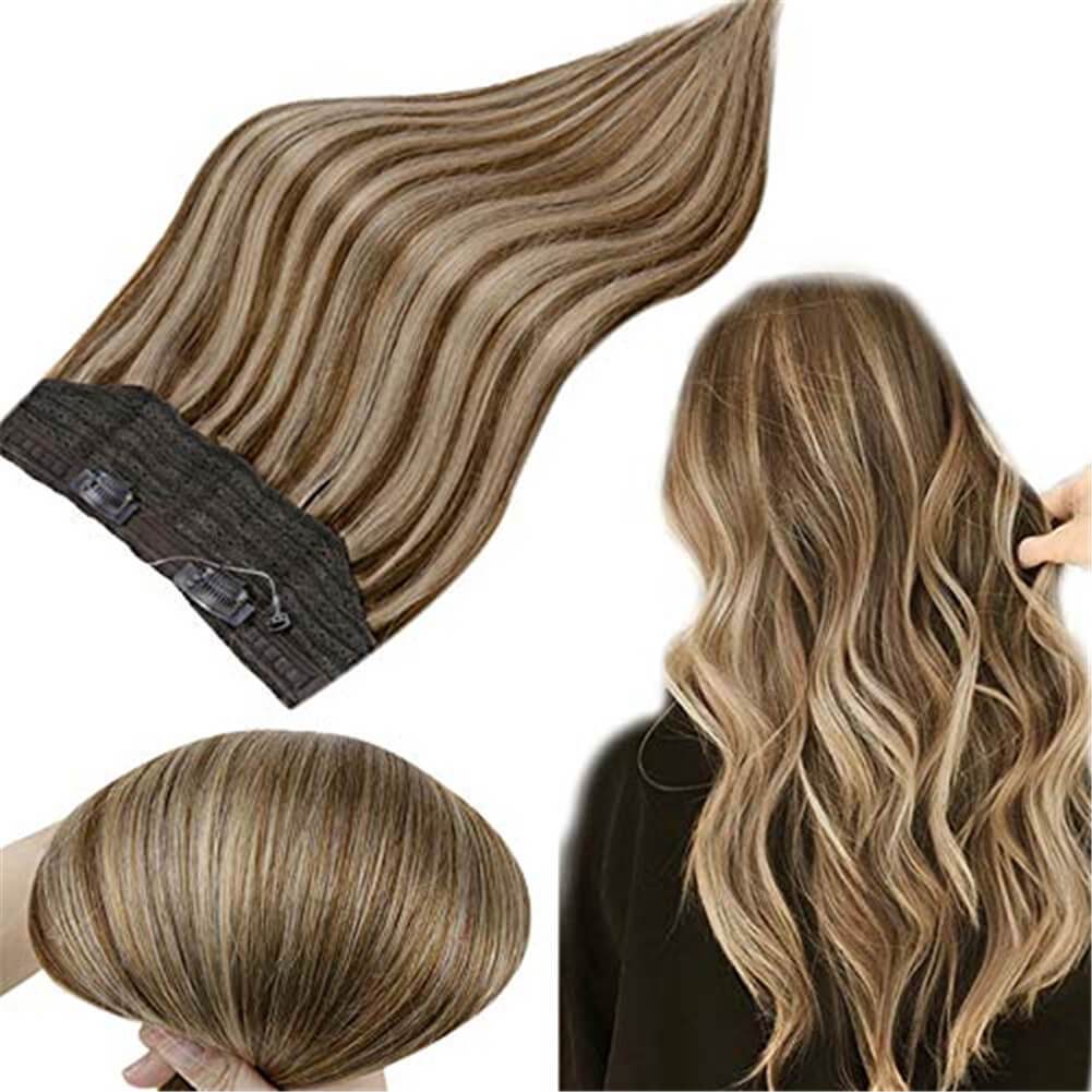 Hair Bundle Halo Weft Hair Extensions Piano Strawberry Blonde
