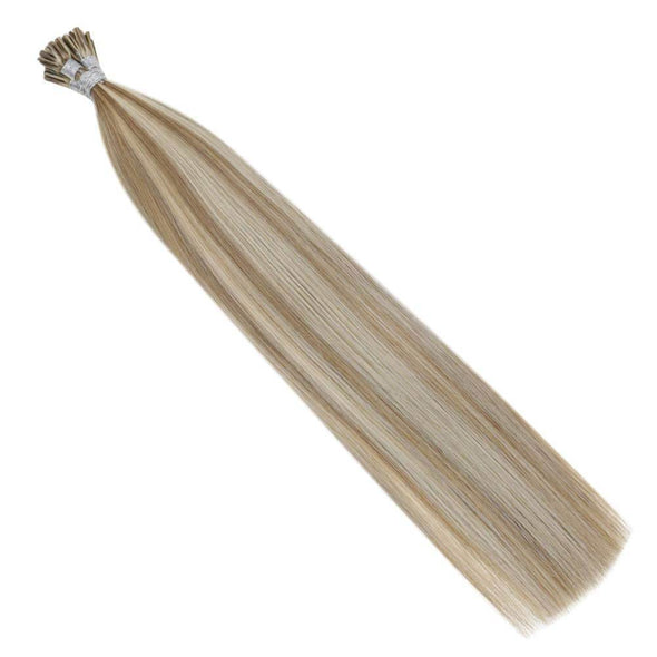 Color 8P60 Light Brown With Platinum Blonde Human Real Hair Extensions