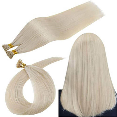 i tip extensions human hair silver blonde