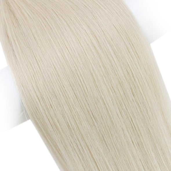 hand-tied weft hair extensions platinum blonde