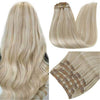 Clip in Hair Weft Extensions Real Human Remy Hair Ash Blonde