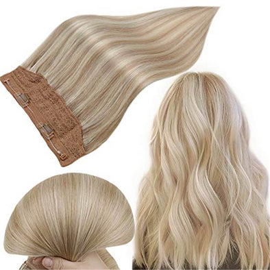 Fish Line Hair Bundle Double Weft Seamless Highlight Ash Blonde